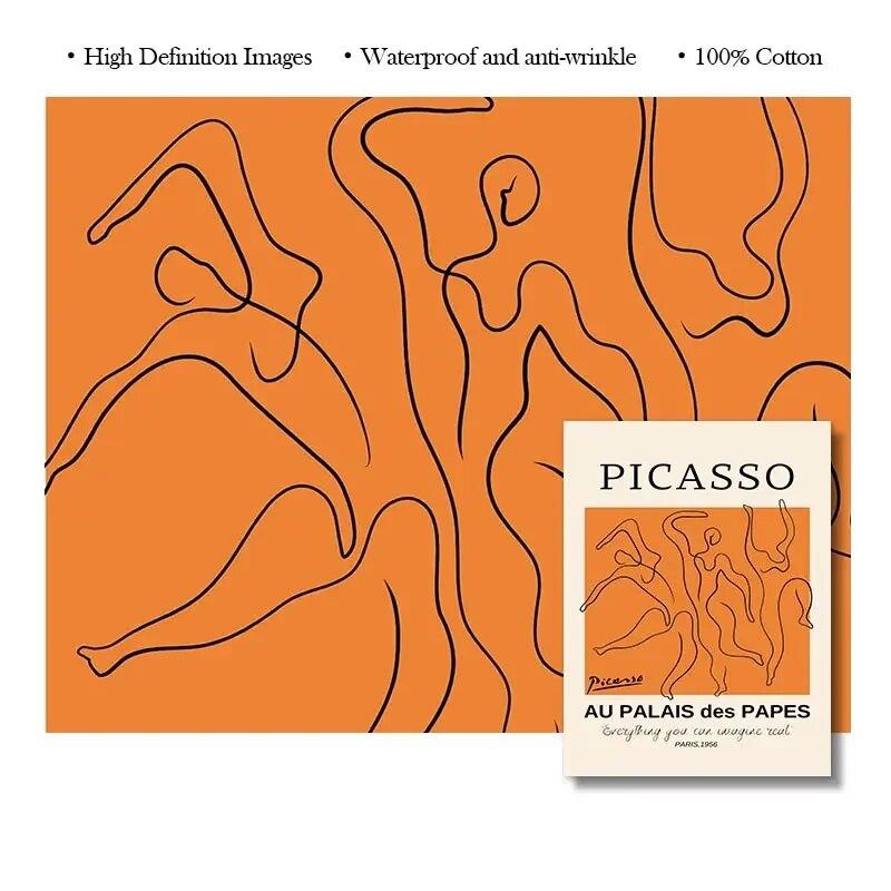 Picasso Dansçı Bauhaus Yuvarlak Haring Duvar Sanatı Pembe Estetik Turuncu Tuval Tablo İskandinav Poster ve Baskılar Oturma Odası Dekoru