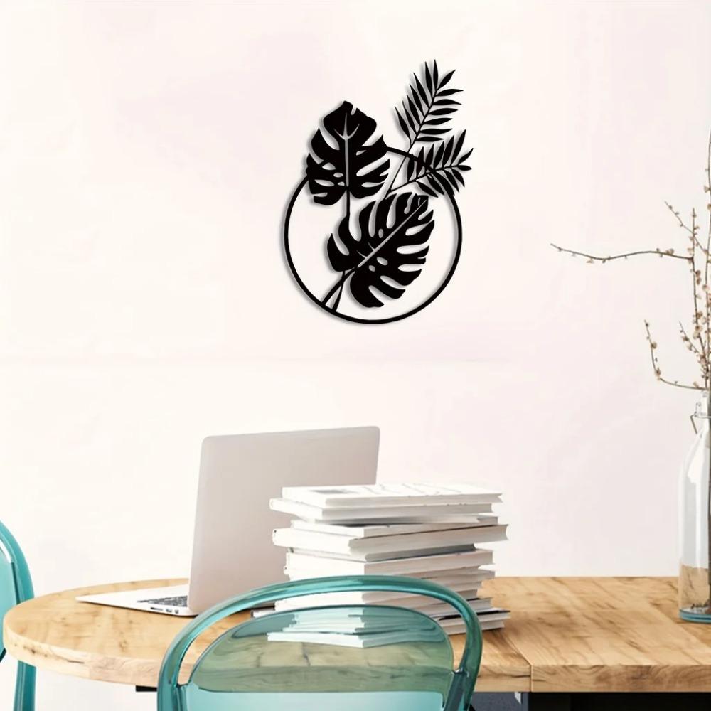 Exquisite Palm Leaf Metal Wall Art - A Stunning Sculpture and Silhouette Decoration for Housewarming and Restaurant