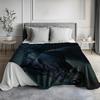 1pc Zeal Lily Vintage Black Horse Portrait Flannel Throw Blanket - Dark Brown/Blue/Gray/Teal Elegant Equine Design, Soft All-Sea