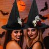 Black Skull Wizard Cap Skeleton Hand Witch Hat Portable Halloween Witch Hats  Accessories