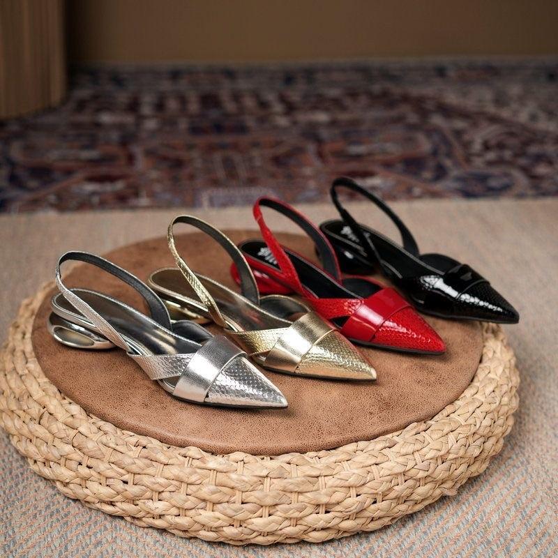 Fashion Women's Shoes 2025 Summer Fashion Closed Toe Women's Sandals Dress Sandals Women  Low Heel Slip On Pointed Toe Female Shoes