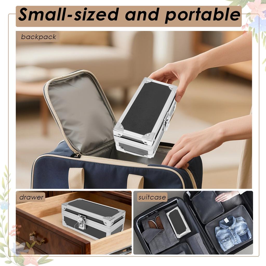 Lockable Cash Box Aluminium Alloy Money Storage Box with Key Portable Anti Theft Small Cash Box Multi-role Storage Box for Home