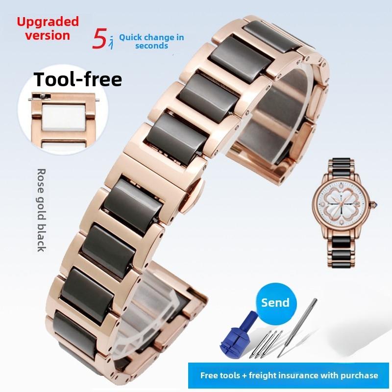Curea de ceas din ceramică aur roz la modă 12mm 14mm 16mm 17mm 18mm 20mm Bărbați Femei Universal Quick WatchBand Brățară din oțel inoxidabil