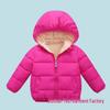 2026 Kids' Hooded Plaid Fleece-Lined Down Jacket for Boys & Girls, Warm Cotton Outerwear for Baby, Autumn & Winter.