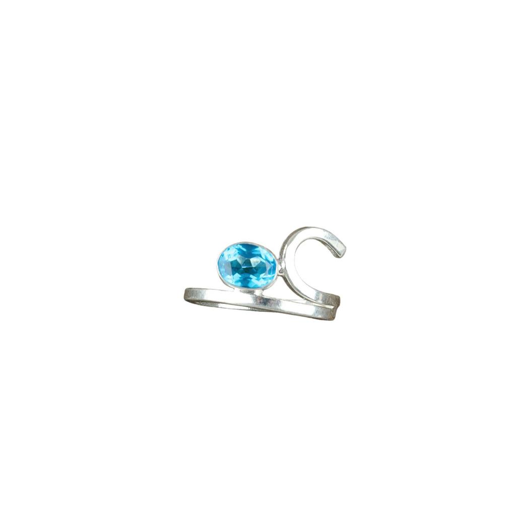 Swiss Blue Topaz Gemstone 925 Sterling Silver Jewelry Handmade Ring Gift For Her RR-27-6