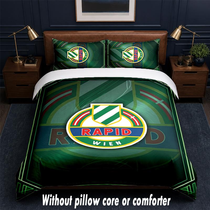 Rapid Wien FC Design Bed Bedding Set 1 Duvet Cover + 2 Pillowcases Soft Breathable Household Bed Linens