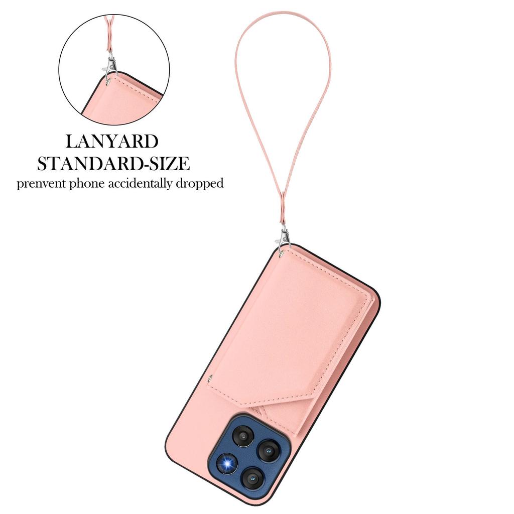 Pro Motorola Edge 60 Stylus 5G Pouzdro Držák na karty Stojánek Kryt telefonu s povrchem příjemným na dotek a zápěstním poutkem