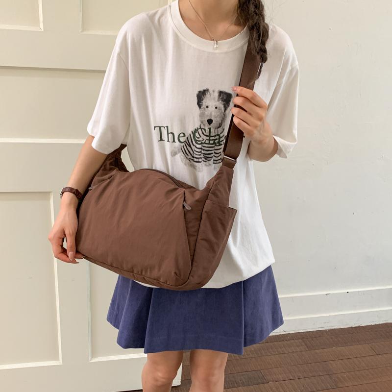Nylon Shoulder Bag Women's Solid Color Large Capacity Crossbody Bag