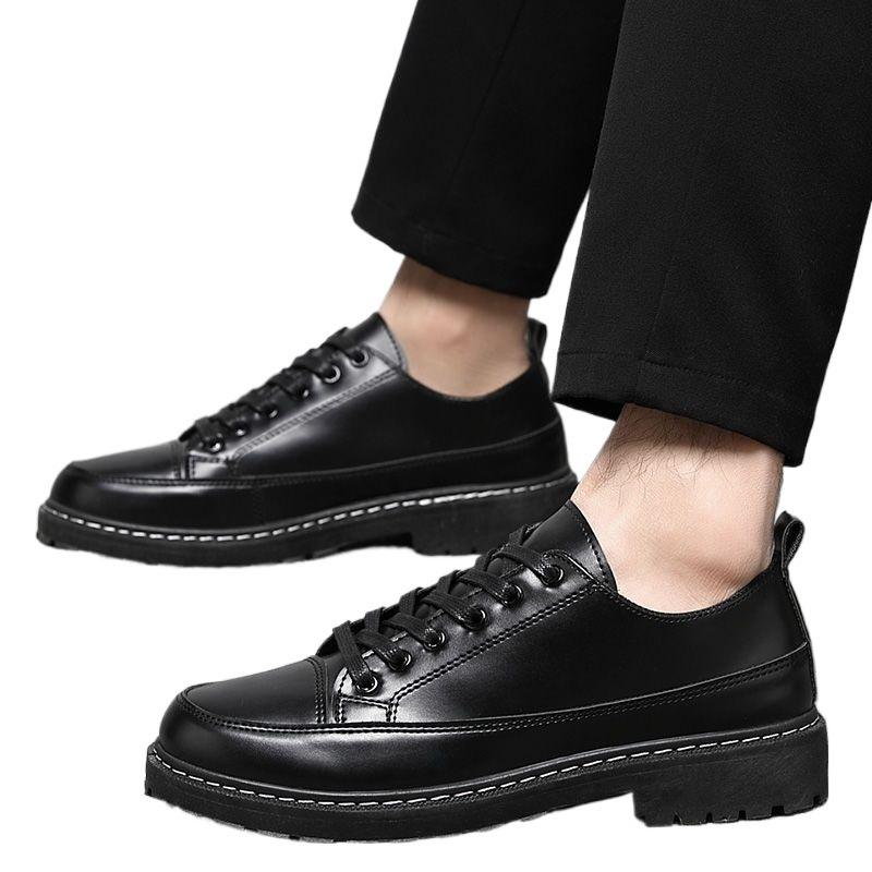 Spring and Summer Leather Shoes Men's Versatile Men's Shoes Casual Shoes Heightening Chef Shoes Black Work Shoes Martin Shoes Men