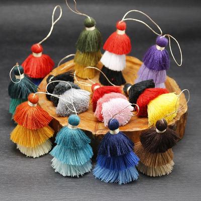 Multicolore 3 strati Nappa Pendente Ciondolo Orecchino Pendente Per Accessori Gioielli Portachiavi Orecchini Fai da Te