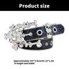 Shining Rhinestones Studded Skull Buckle Belt for Western Cowgirls Cool Blingbling PU Leather Fashion Waist Decors