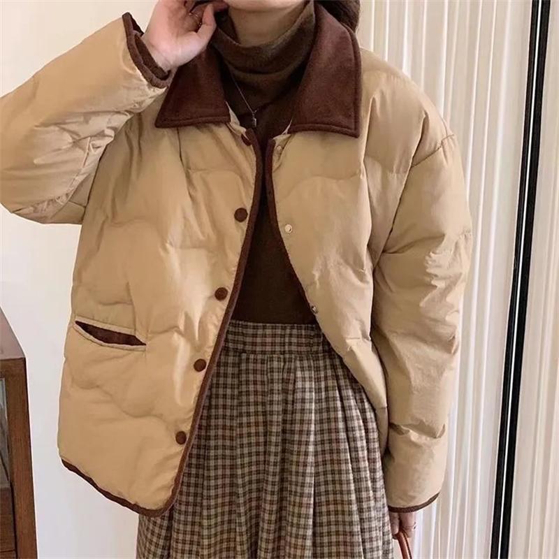 Women Autumn Loose Casual Parkas Winter Puffer Padded Coat Female Large Size Lightweight Short Down Cotton Jacket