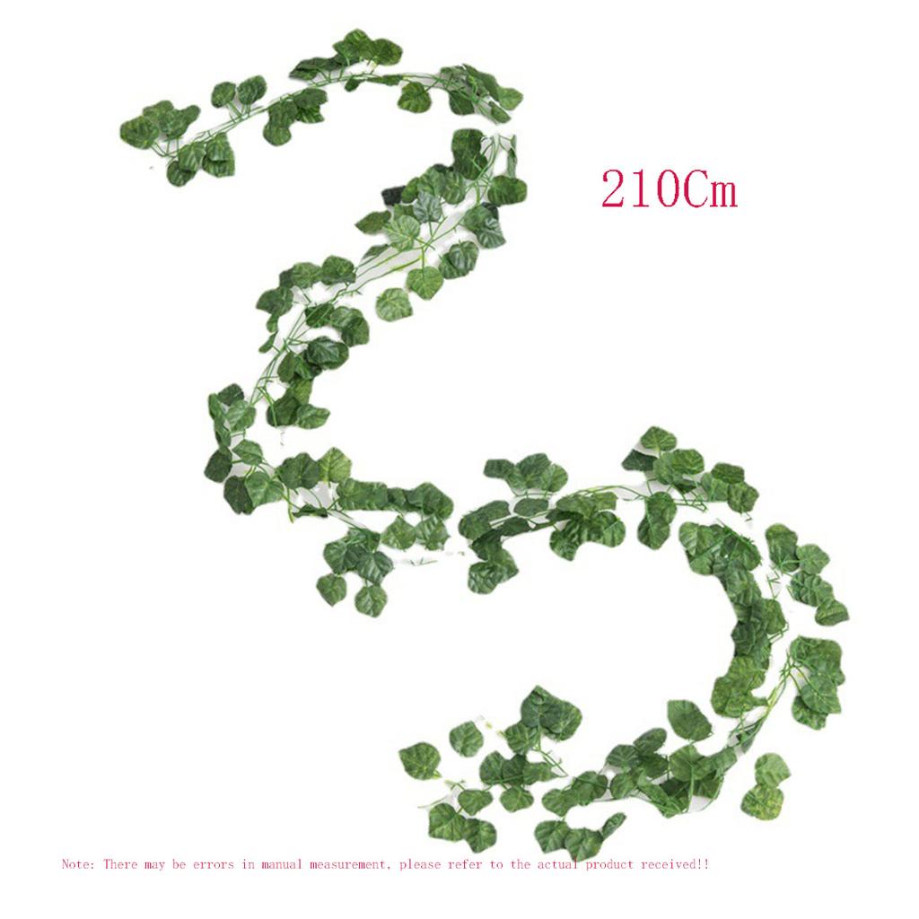 210Cm Artificial Hanging Christmas Garland Plants Vine Leaves Green Silk Outdoor Home Wedding Party Bathroom Garden Decoration