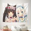 Anime Cat Girls Tapestry Kawaii Japanese Cartoon Wall Hanging Cute Maid Outfit Chibi Characters Room Decor Otaku Gift Idea