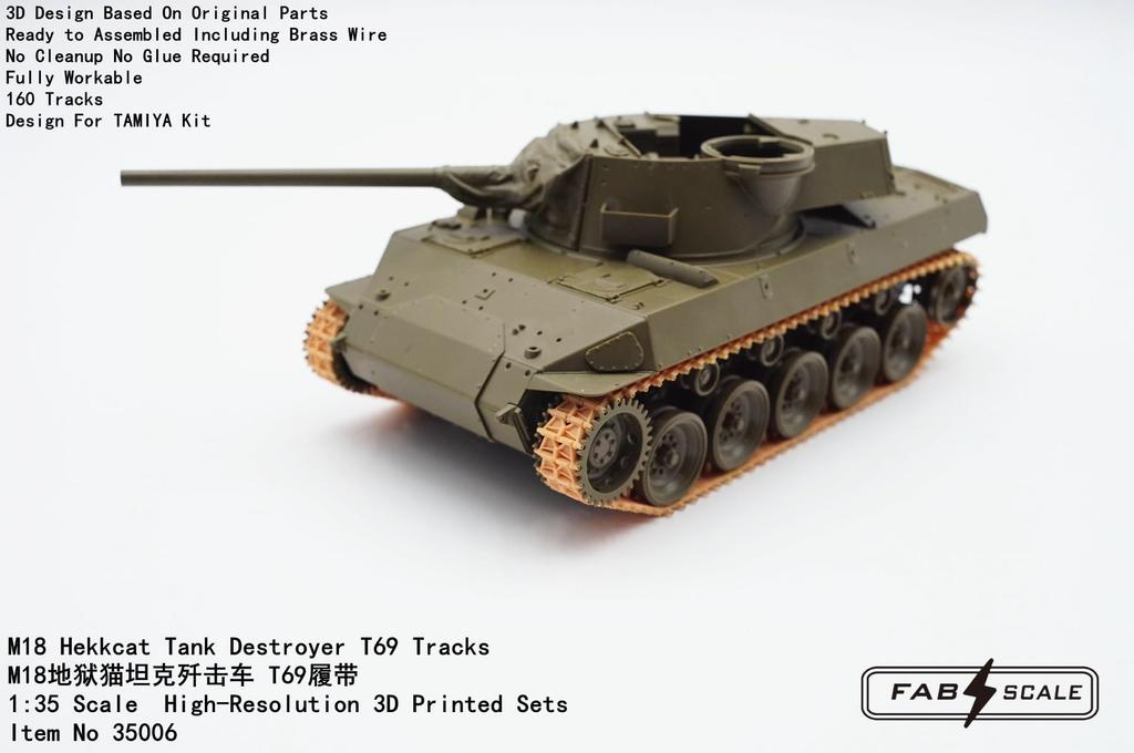 Fab Scale Studio Měřítko M18 Hellcat T69 Typ Pracující Pásový Set Plastové Modelové Díly FAB35006 1/35 (pro Tamiya)