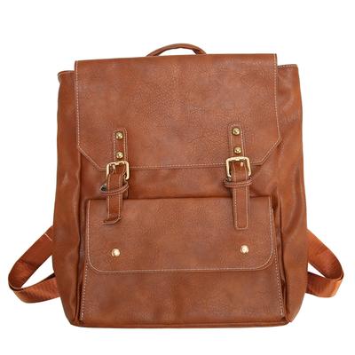 PU-Leder-Rucksack Wasserdicht Große Kapazität Stressabbau Weich Damen Buchrucksack für Reisen Fitnessstudio Hellbraun Einheitsgröße