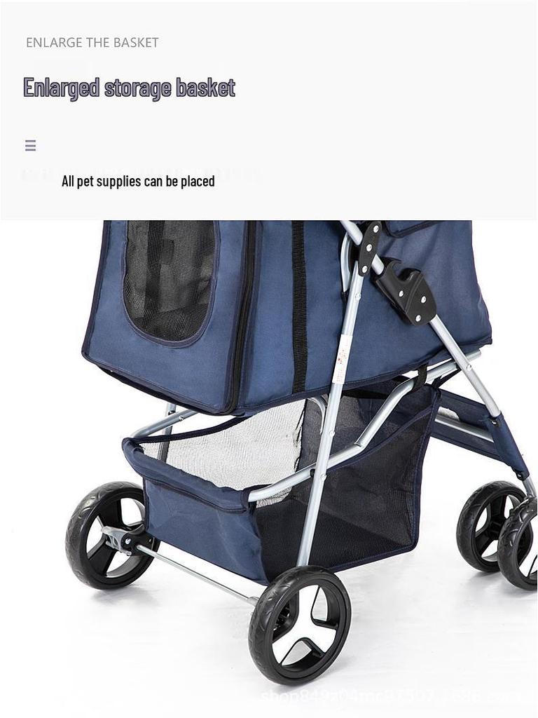 Foldable Lightweight Pet Stroller for Cats and Dogs - Four-Wheeled Design