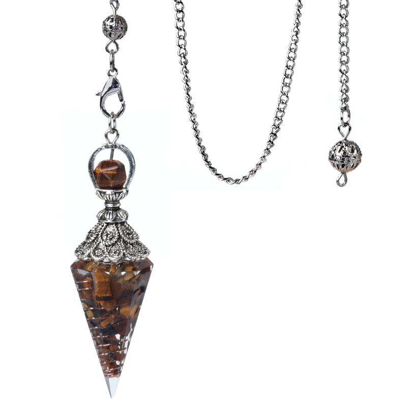Natural Stone Spirit Pendulum Pendant Latticed Chain Energy Luck Mysterious Reiki Resin For Jewelry Making Accessories Necklaces