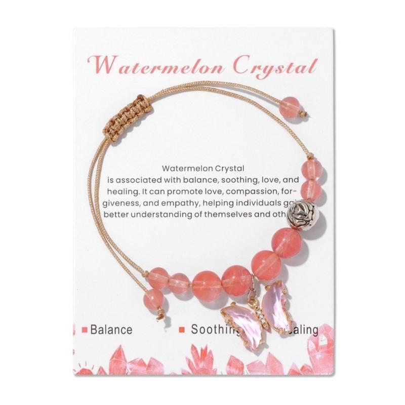 

Браслет ручной работы с подвеской в ​​виде бабочки, плетеная веревка, ручная цепочка, регулируемый шнур, браслет, браслеты из натурального камня, вечерние ювелирные изделия розовый