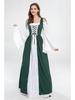 European and American Vintage Medieval Renaissance Square Neck Lace-Up Corset Halloween Costume Dress