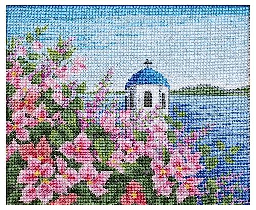 Olympus Thread Embroidery Kit Cross Stitch Onoe Megumi European Landscape - A Journey Through the Four Seasons -  An Aegean Island Where Bougainvillea
