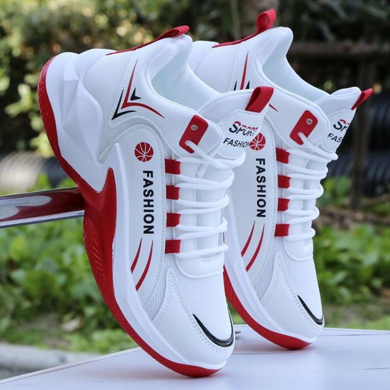 Hot-selling spring new sports shoes in the store, men's solid soft-soled basketball shoes, high-end leather surface, high-top non-slip and anti-skid