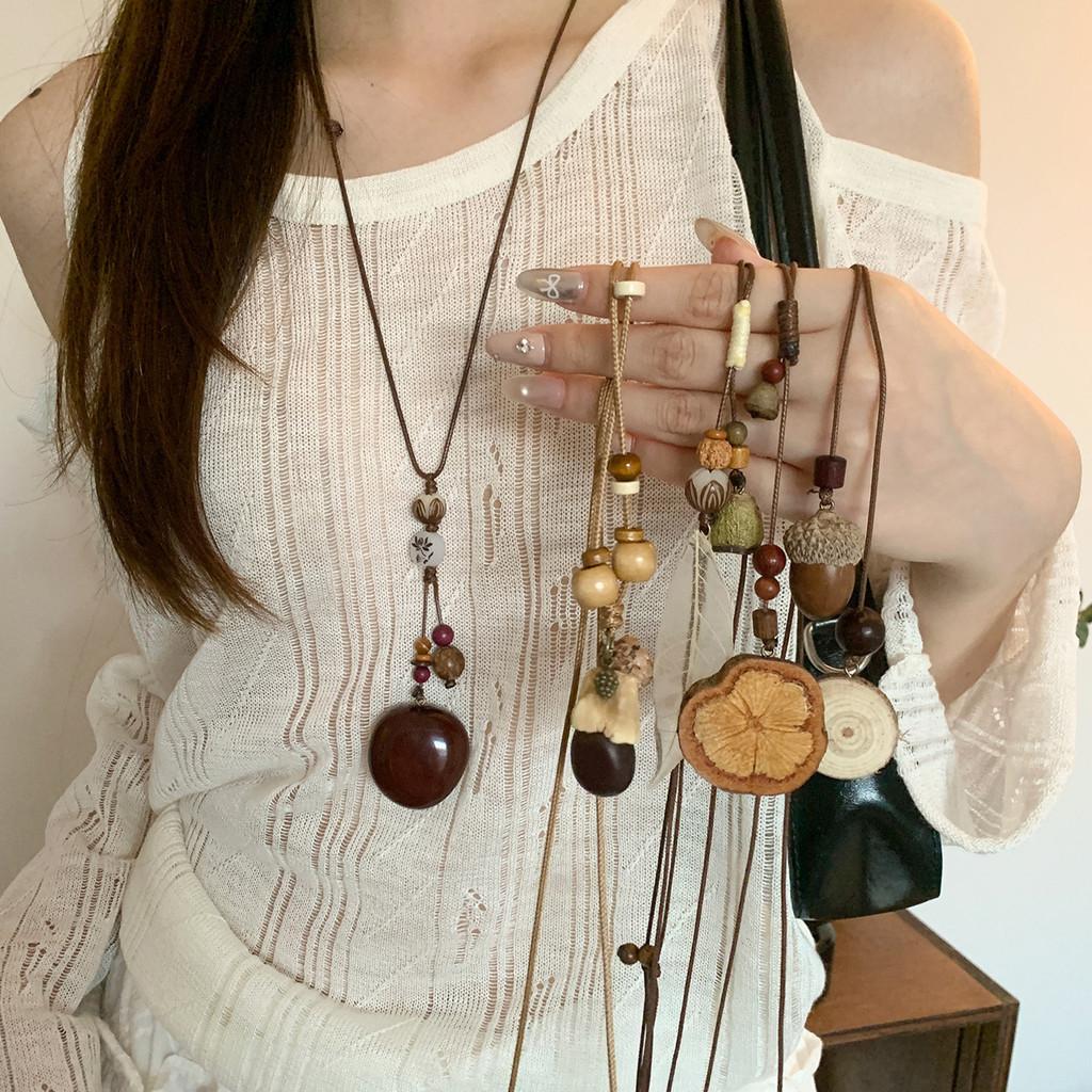Bohemian Acorn Resin Necklace With Geometric Pendant For Women Summer Fashion