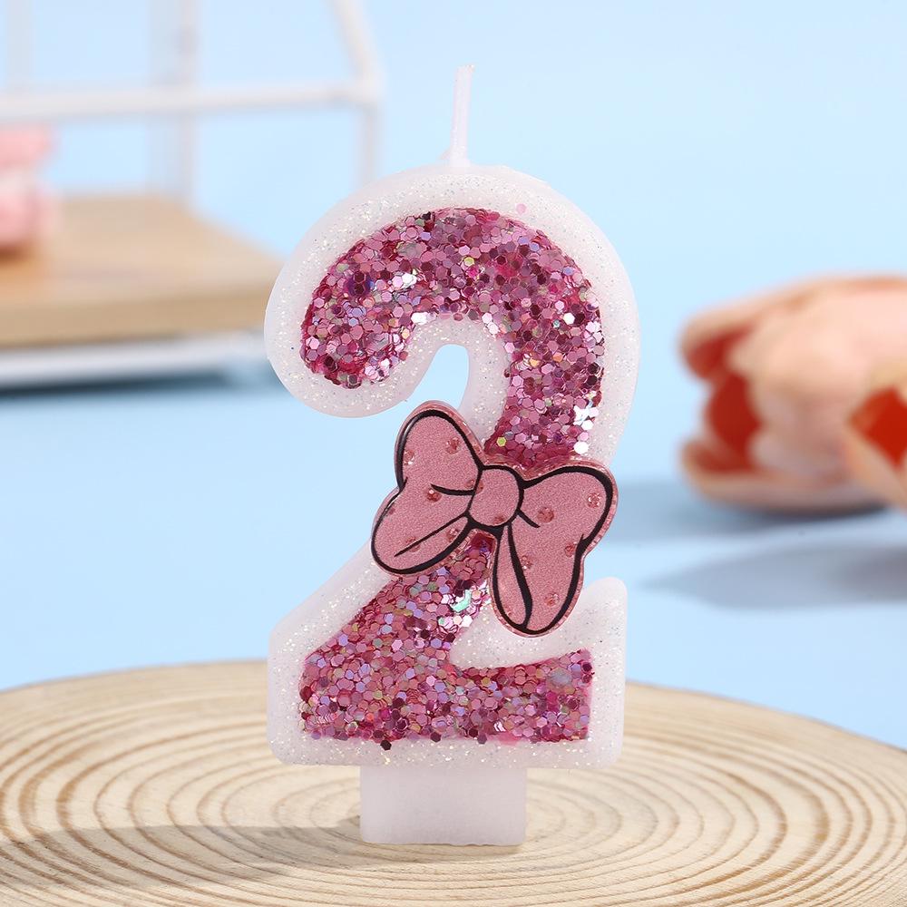 Handmade Overlock Bow Number Birthday Candles for Cake Decoration and Party Atmosphere