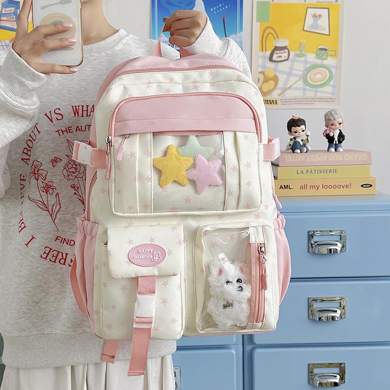 Schoolbag new schoolbag fresh and sweet high value dopamine transparent pain bag Japanese ins junior high school student backpack