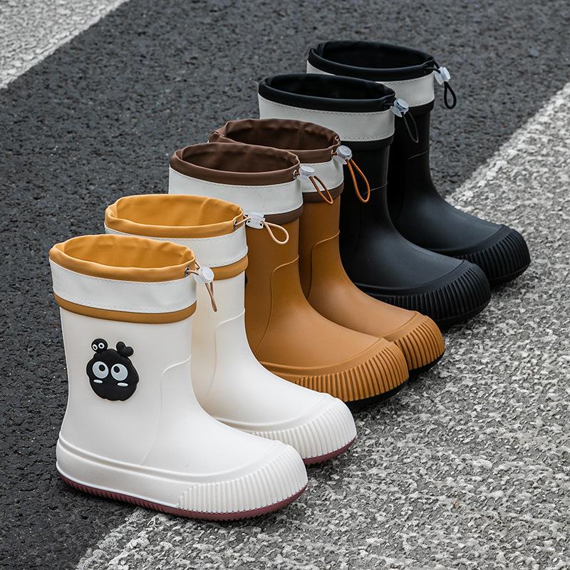 Women's Medium Rain Boots New Bundle Waterproof Rain Shoes Female Students Outdoor Water Shoes Fashionable Lightweight Non-slip Glue Shoes
