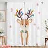 2pcs,2D Plane Printing Curtain Fabric Cute Christmas Deer Snowfall Holiday (3) Versatile 100% Polyester (without Rod)