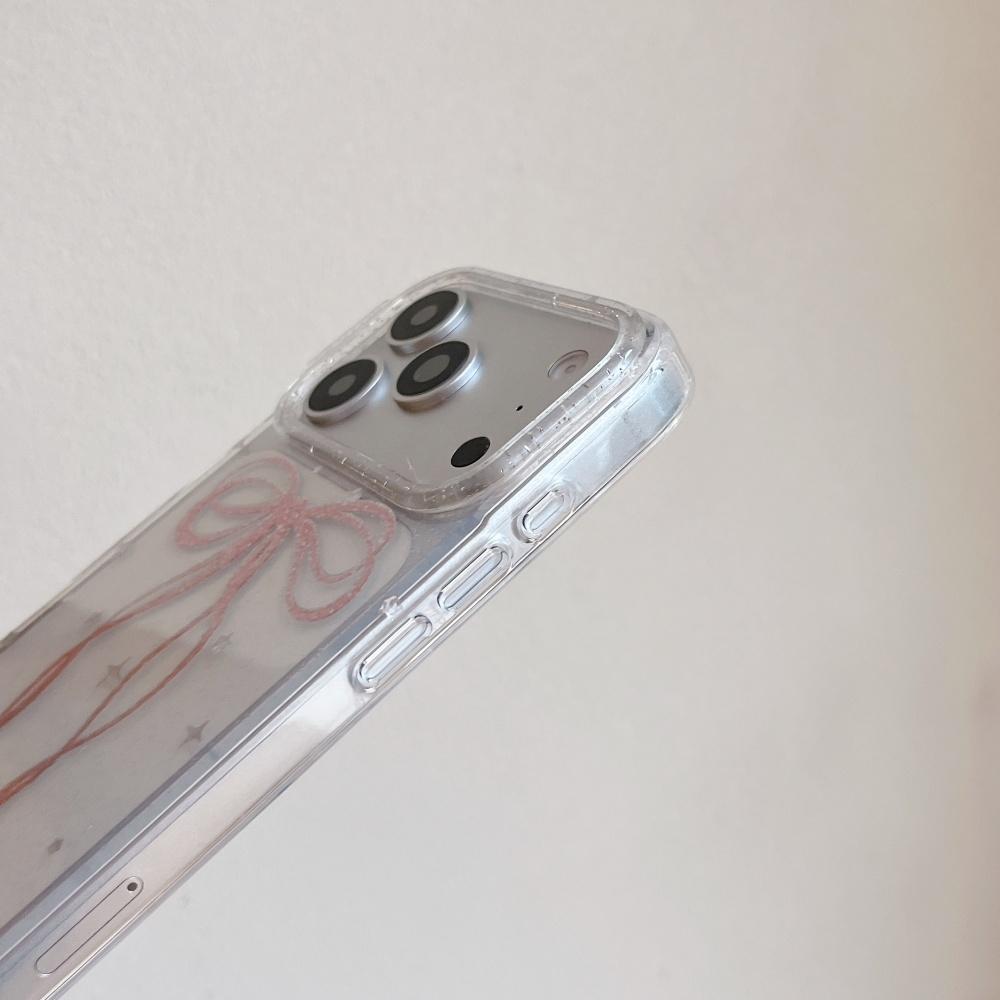 Aplicável à capa de telemóvel Apple 17promax laço com glitter iphone16pro transparente super popular explosão 15 única bonita senso avançado 14