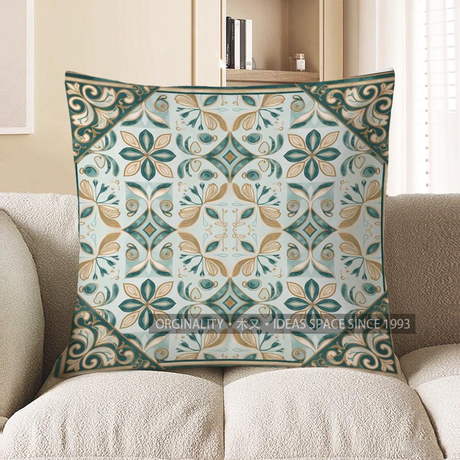 2D Floral & Geometric Patterned Pillow Covers Pattern Cushion Cover Suitable For Sofa Bedroom Car Pillow Cover