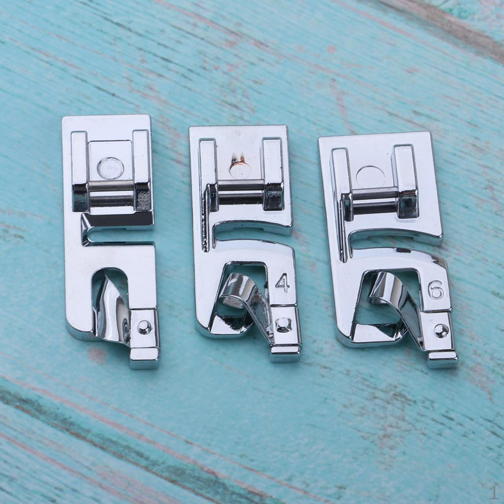 

3 Pieces Universal Steel Sewing Machine Rolled Hem Presser Set