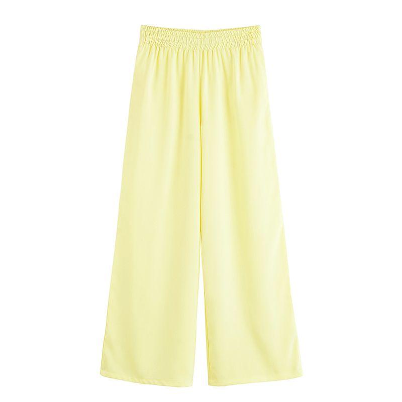 Lapel Curling Short sleeve Linen Blend Travel Hunting Shirts 2273996 High Waist Wide Leg Pants 2116996