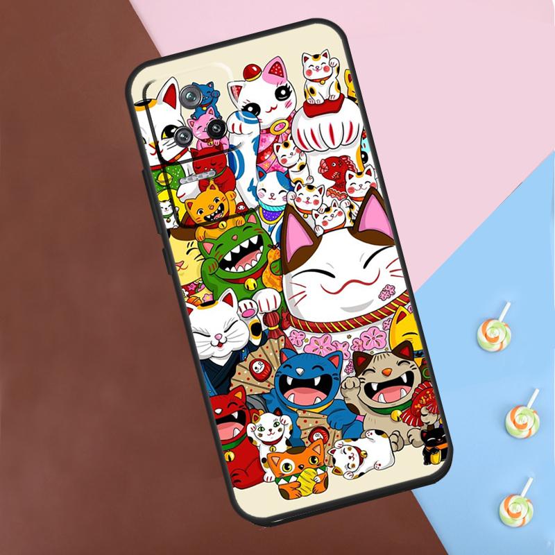 Lucky Cat Maneki Neko Japanese Case For Xiaomi 13 14 13T Pro 11T 12T 12 Lite POCO X6 Pro X3 X4 X5 M6 Pro M5s F3 F5 Cover