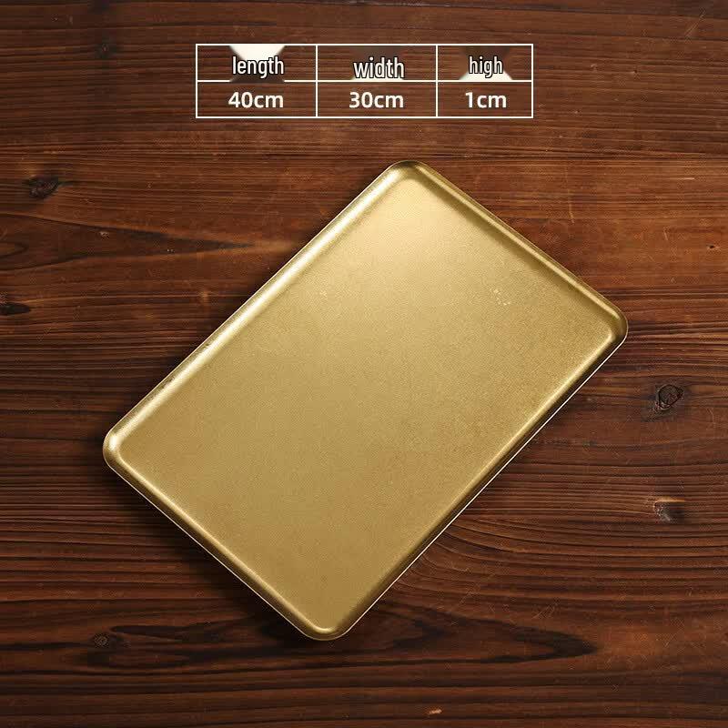 ZISIZ Vintage Gold Stainless Steel Rectangular Serving Tray