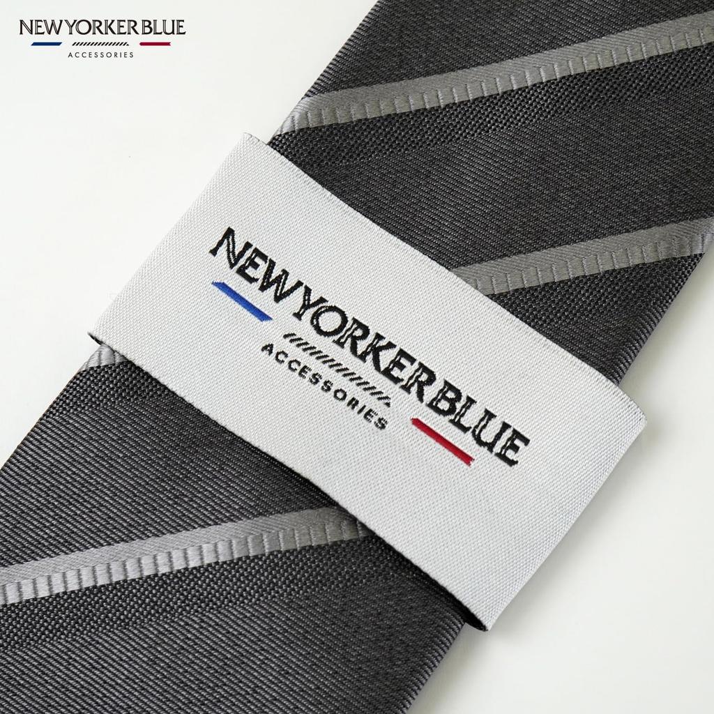 [New Yorker Blue] Striped (Melange) Necktie NB912566 Gray, One Size Fits All, Business Suit Style, Gift