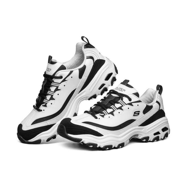 Skechers D Lites Running Shoes White/Black Men's 52675-WBK