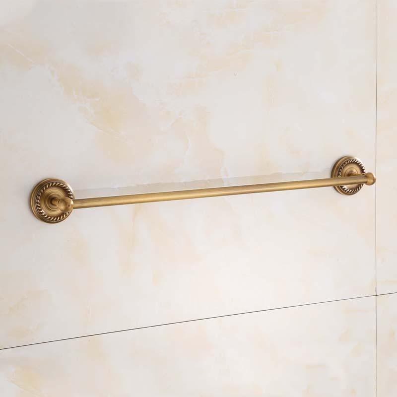 Antique brass bathroom towel rack, single towel rack, solid wood brass towel rack