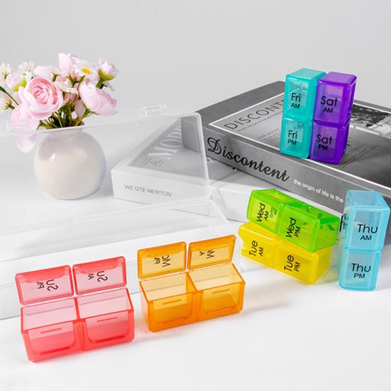 Yousheng Pill Organizer Storage Box Large Capacity Multiple Compartments BPA Free Weekly Organization Transparent Material Pill Container Tablet