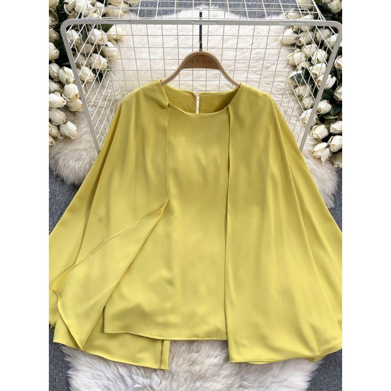 and American Plus size women clothing Design Sense Cape Pullover Shirts Female Senior Sense Royal Sister Wear Temperament Spring Clothing Women's Top
