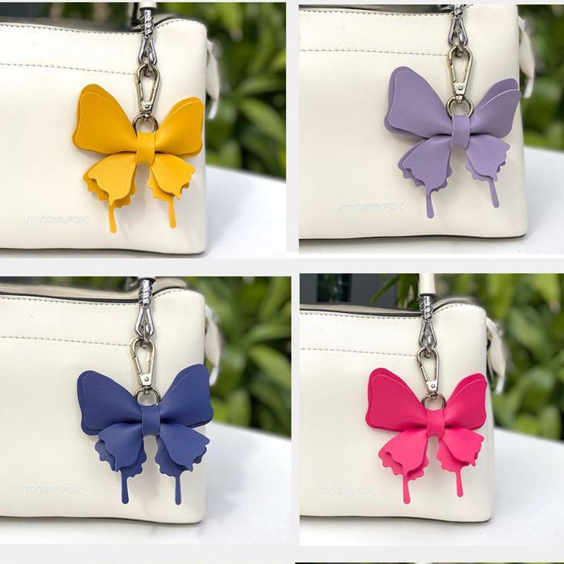 Cute Keychain White Purple Butterfly Flower Insects Car Key Ring Key Chains For Women Men Souvenir Gift Jewelry Bag Accessories