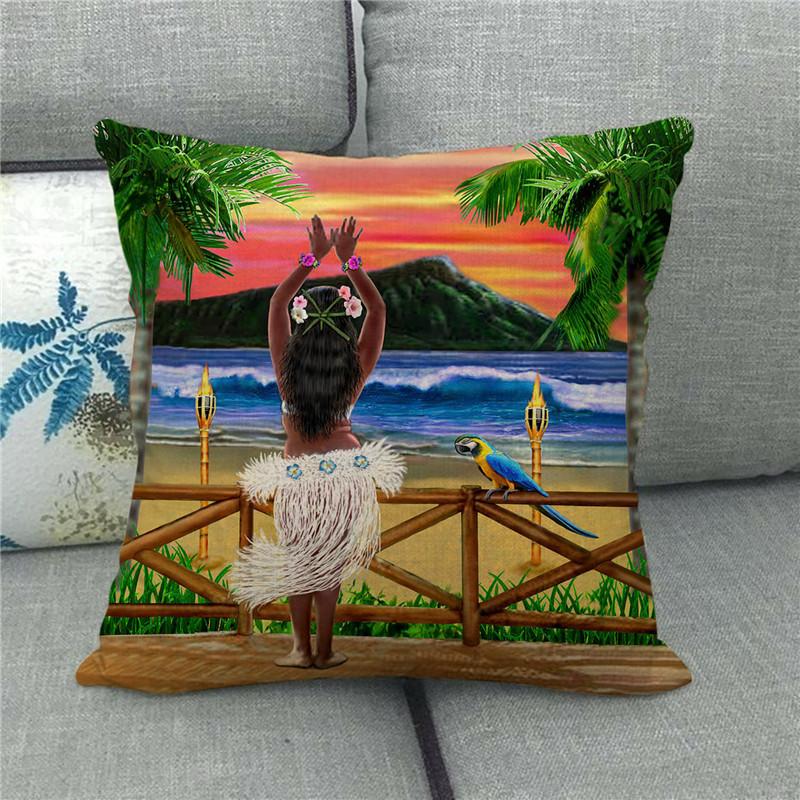 Watercolor Bird Parrot Flower Oil Painting Digital Printing Short Plush Pillow Covers For Sofa Office Cushion Cover Home Goods
