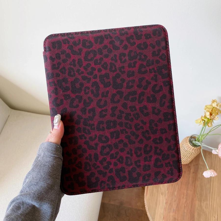 For IPad 5 6 7 8 9 10th Generation Case Air Pro 2024 MINI 3 4 Pro 11 Inch Leather Cover Leopard-print 3-fold Stand