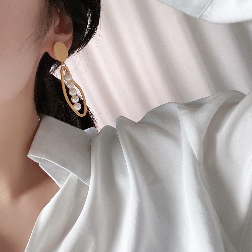 French Retro Matte Freshwater Pearl Earrings with 925 Silver Needles