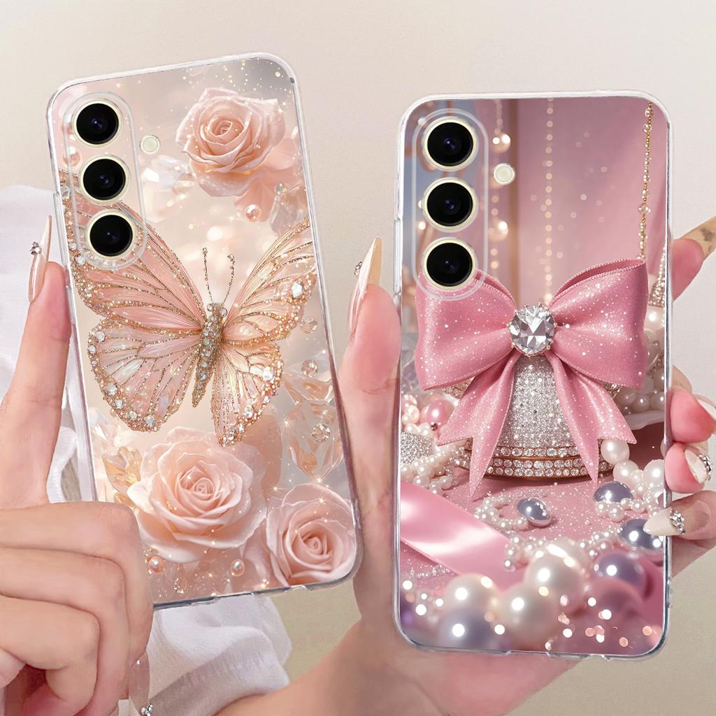 For Samsung Galaxy S25+ S25 2026 Cute Flower Butterfly Cat Painted Case For Samsung S25 5G S25Plus Soft Silicone TPU Phone Cases