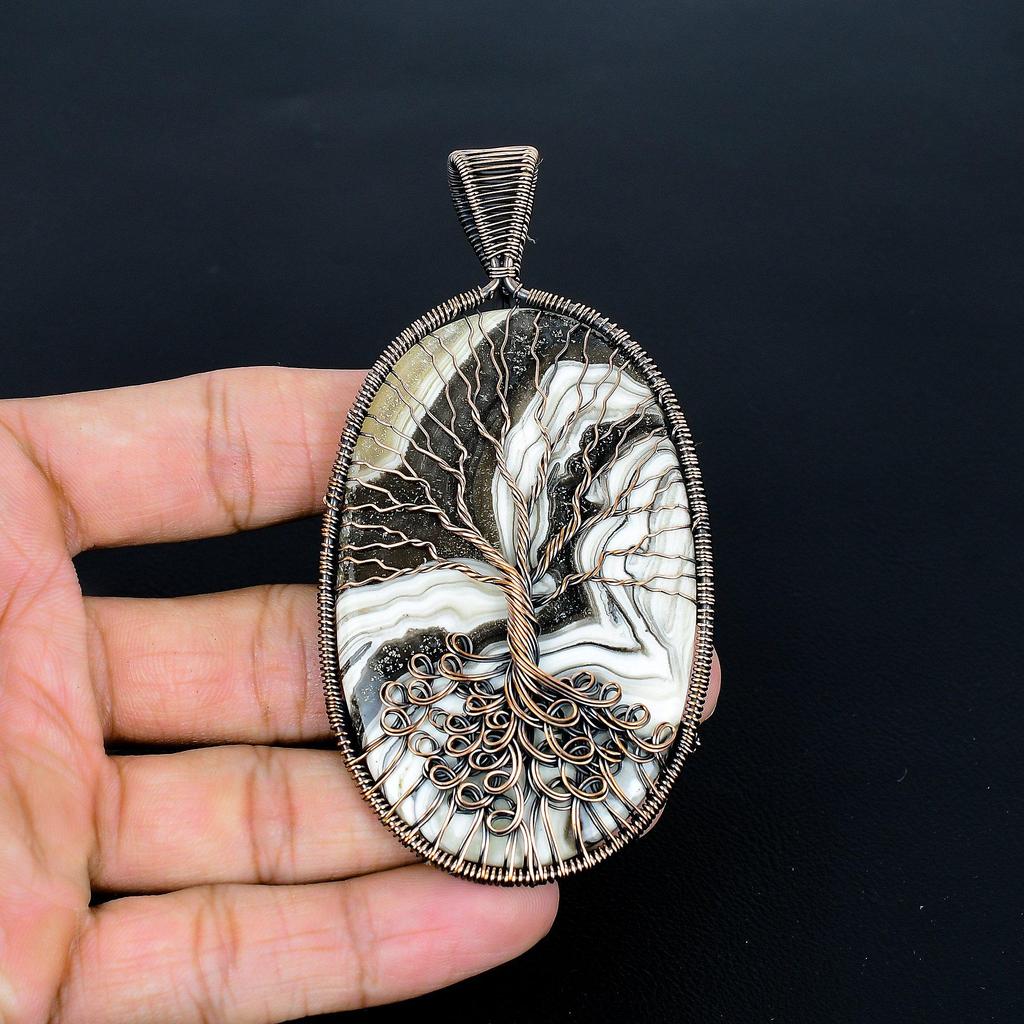 Mystery Agate Pendant, 999 Copper Wire Wrap Pendant Gemstone Jewelry, Handmade Pendant Amazing Jewelry, Gift For Her