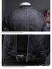 Spring 2020 Men's Dark Blue Retro Motorcycle Denim Jacket with Stand Collar and Zipper