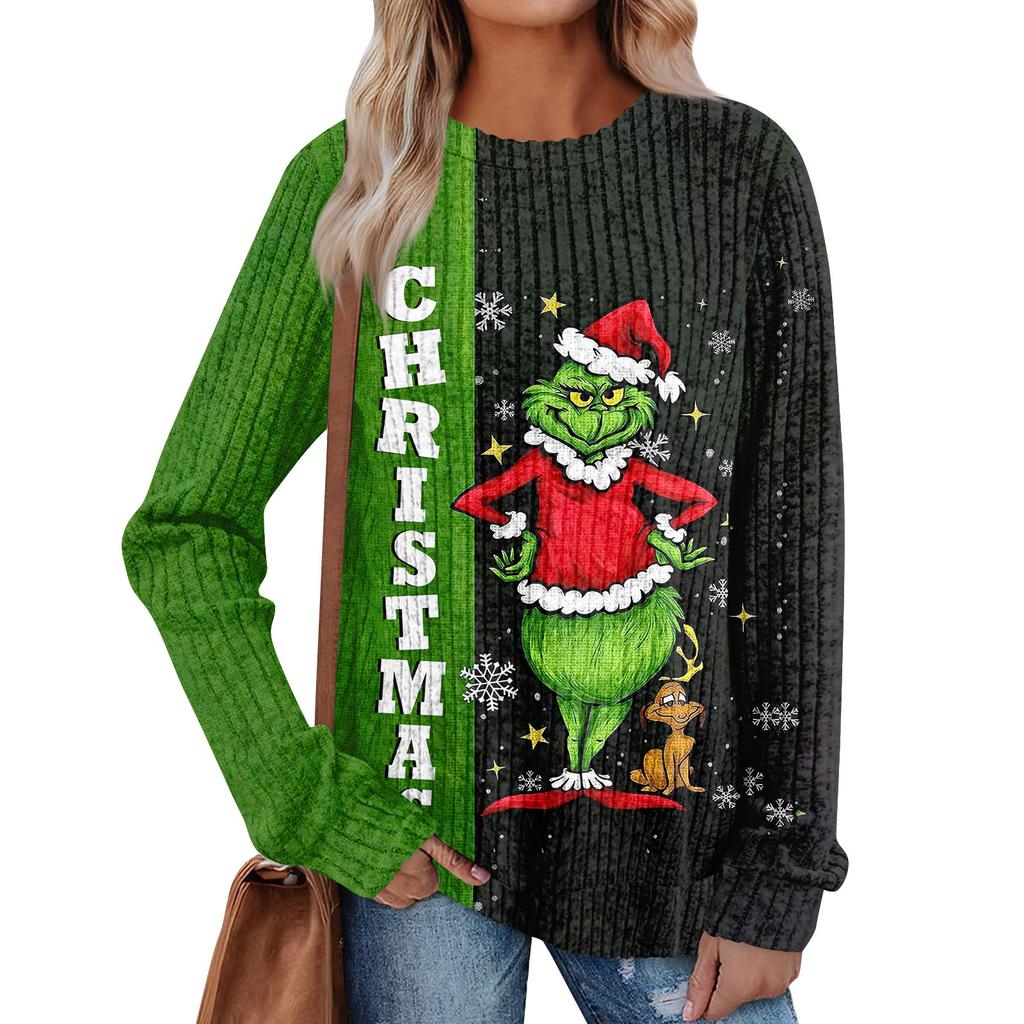 Women's Printed Lightweight Brushed-Cotton Round Neck Top